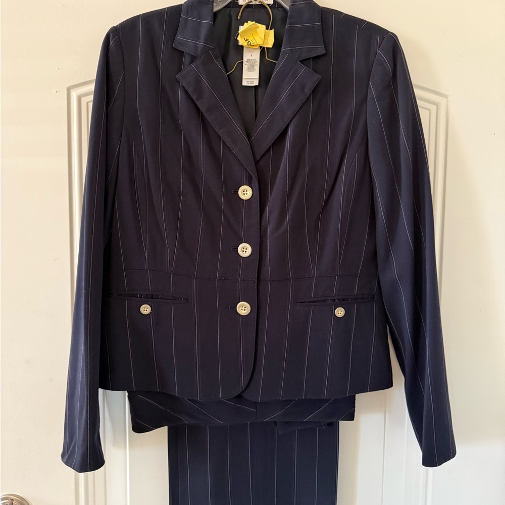 Emma James Navy Pinstripe Blazer and Pant Set